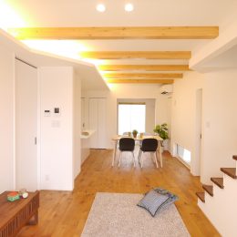 グリーンスタイルの間口の狭さを活かした快適! ほそながな家。奥行のある建物で無理なく無駄なく、暮らしやすく。階段の使い方もポイントです。
