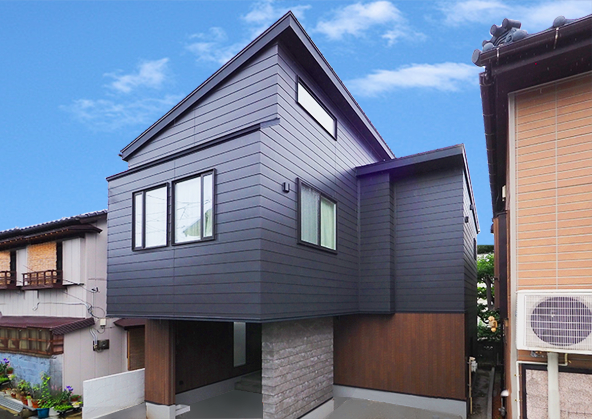 グリーンスタイル 新潟市 建築実例 狭小住宅 デザイン 外観