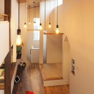 2階リビビングの建築実例 グリーンスタイル 新潟市中央区新築住宅の住宅密集地の窮屈感と暗さを2階リビングで改善する