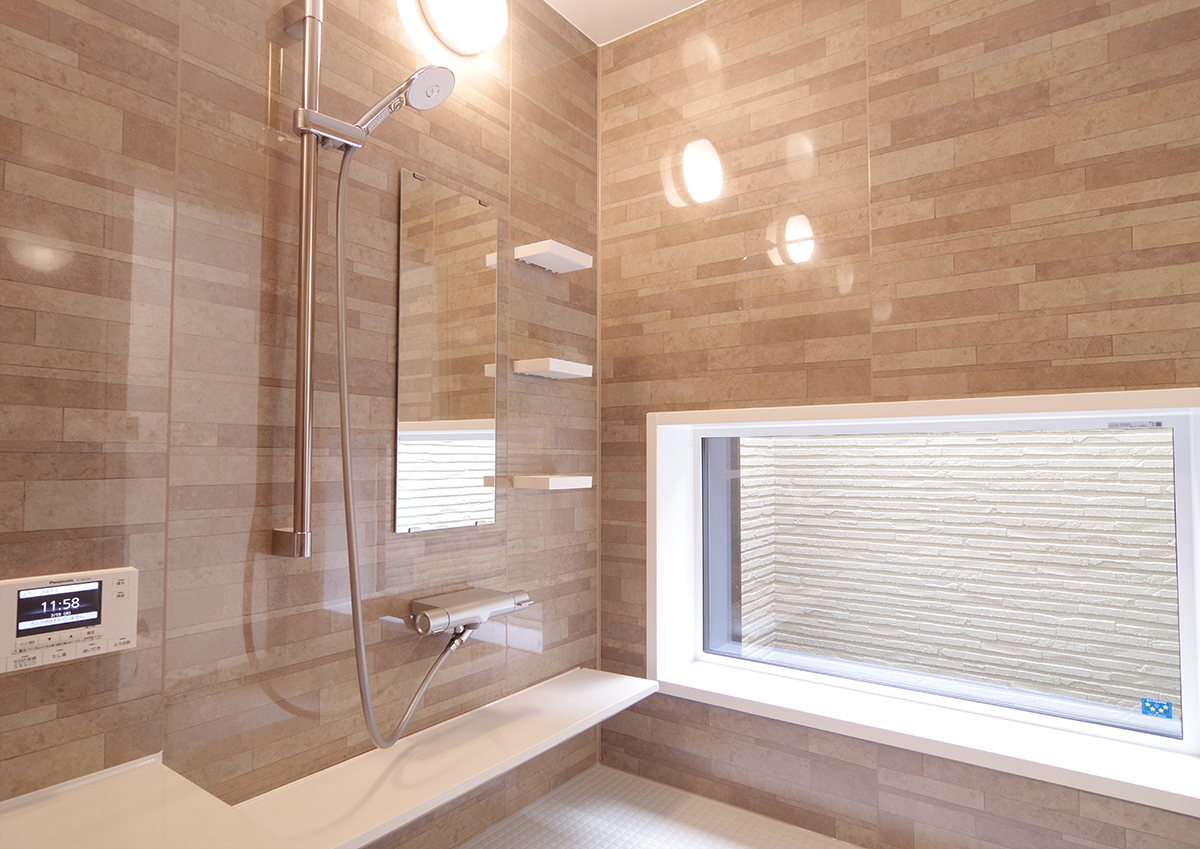 グリーンスタイル 新潟市 建築実例 平屋 インテリア デザイン 浴室 坪庭 和モダン