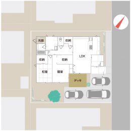 グリーンスタイル 建築実例 平屋 間取り図