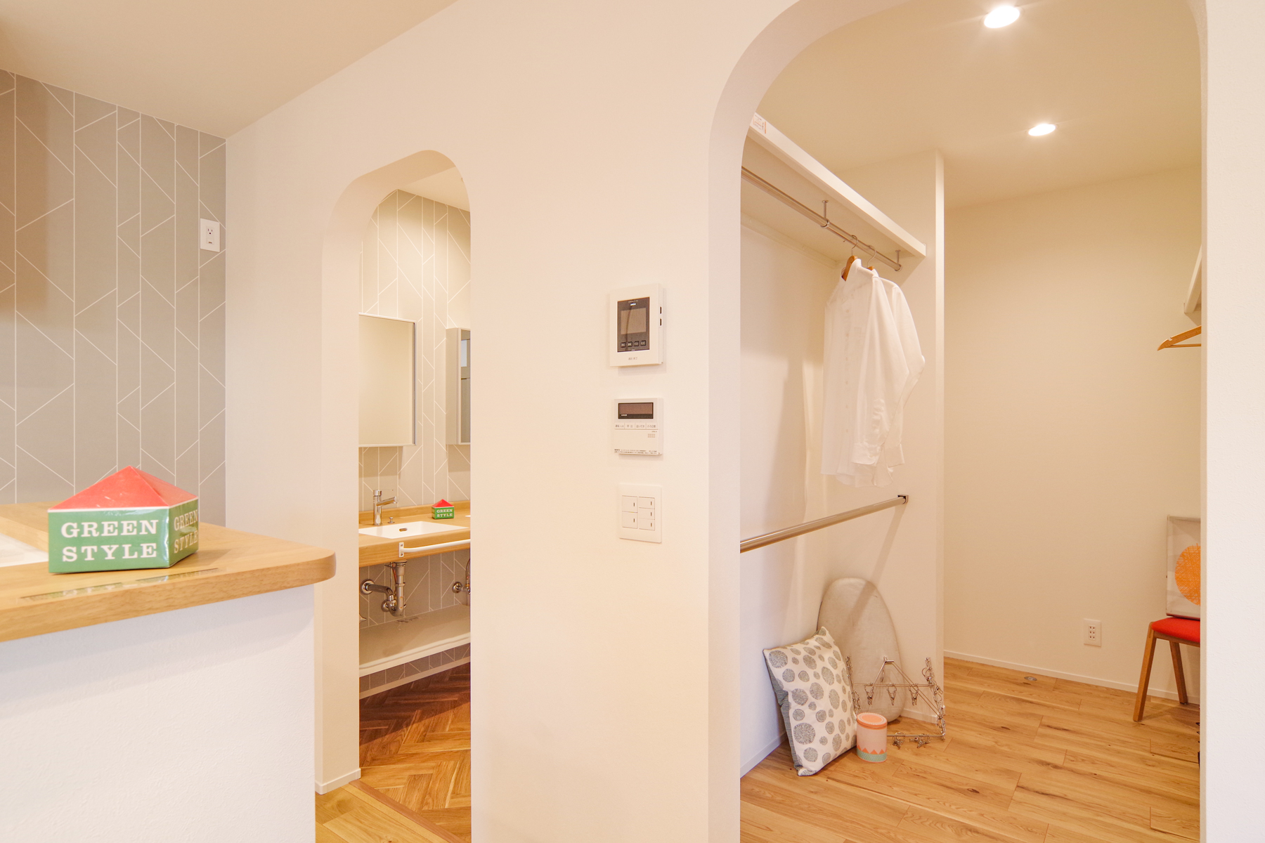 グリーンスタイル 長岡市 建築実例 洗面室 ファミリークローク デザイン住宅