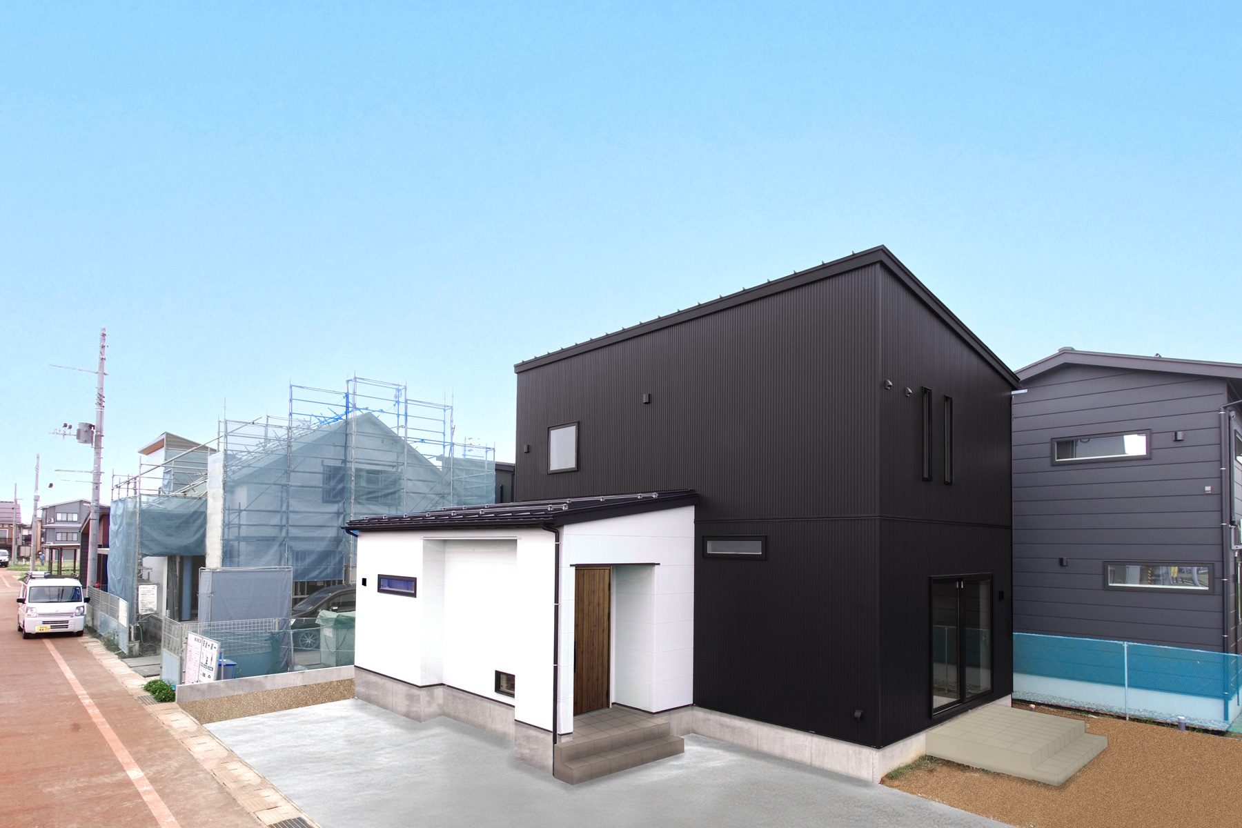 住宅 外観 外壁モノトーンカラー