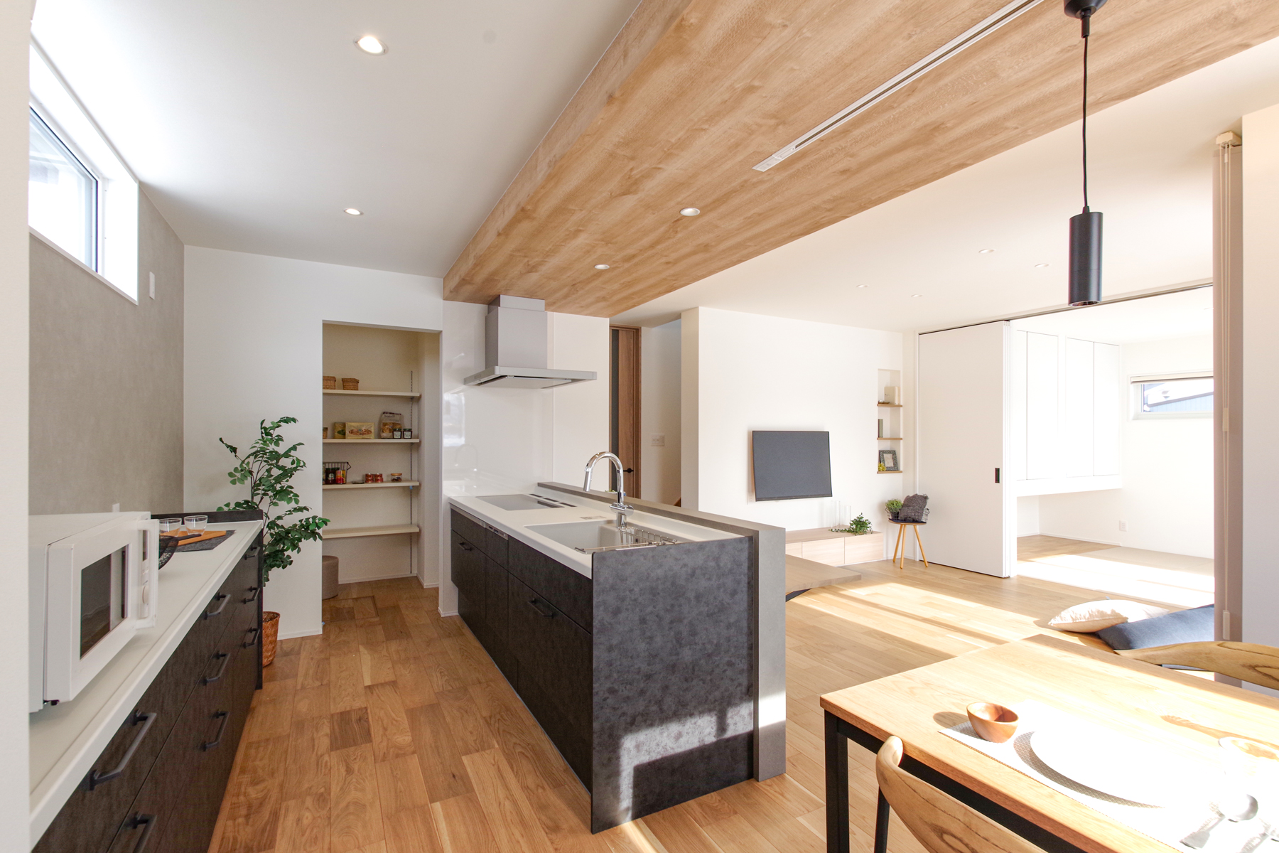 グリーンスタイル 長岡市 新潟市 建築実例 見学会  キッチン カップボード