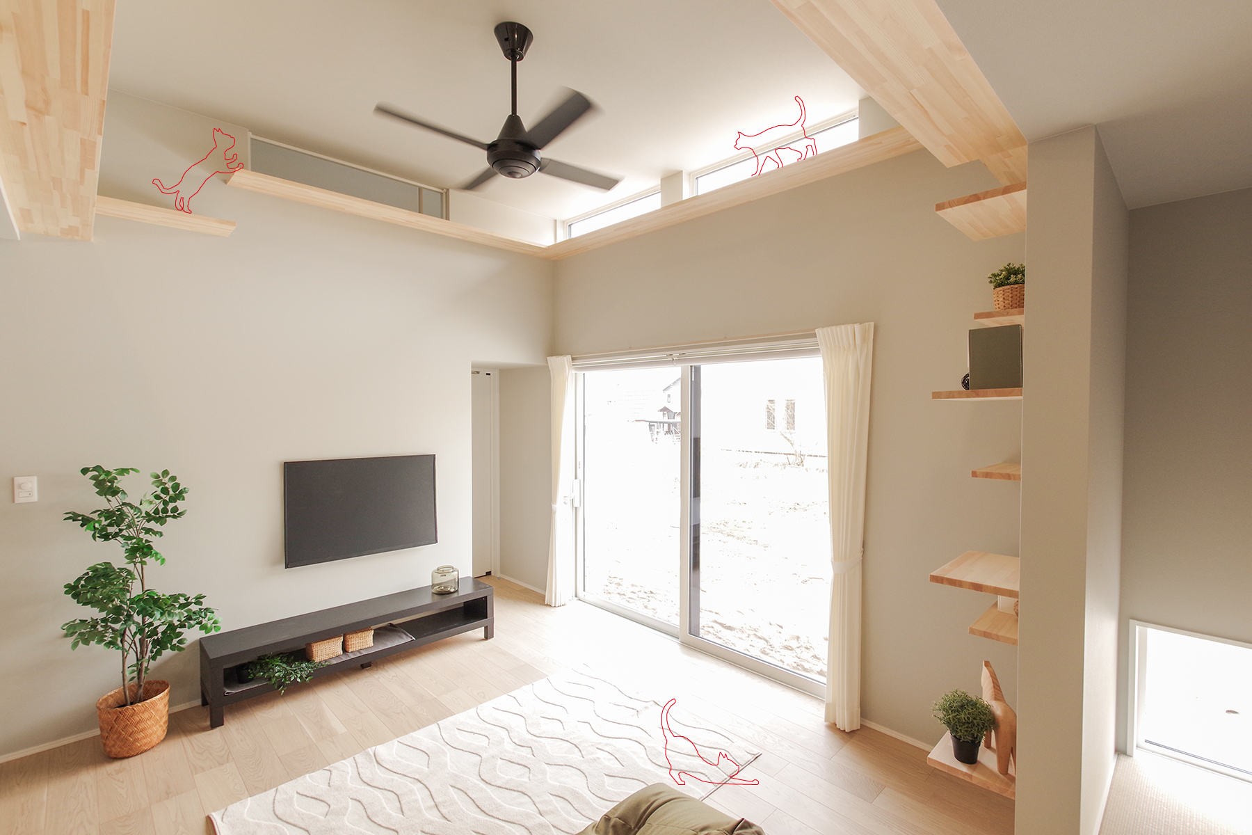 キャットウォーク リビング 猫 猫好き 小上がり畳スペース