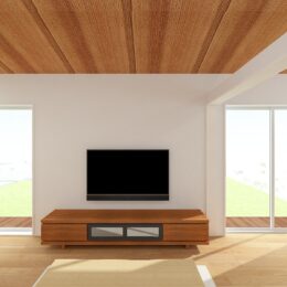 グリーンスタイルが新潟県五泉市に建てた平屋。陽当り、開放感、勾配天井のメリハリある空間で心地よく暮らせます。